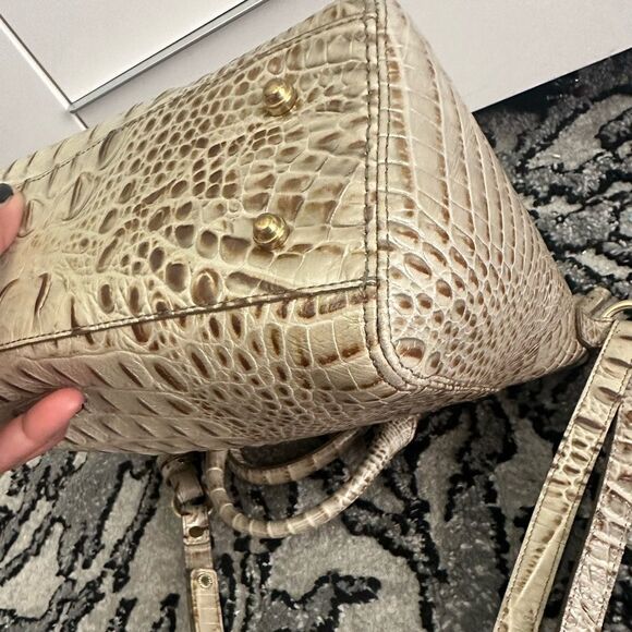 Brahmin mini Arno Tote| Tan Crocodile Embossed Leather Satchel - Picture 10 of 14